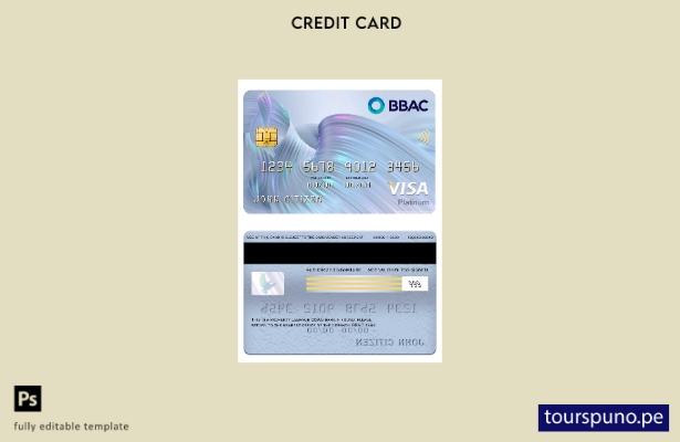 lista para imprimir plantilla de tarjeta visa platino BBAC de Líbano